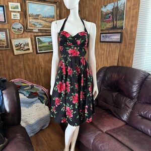 Hell Bunny Vixen Floral Halter Dress
